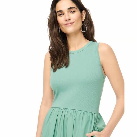 NWT J.Crew Factory Petite Ribbed Knit Mixy Midi Dress Green Size PXS - Picture 2 of 6